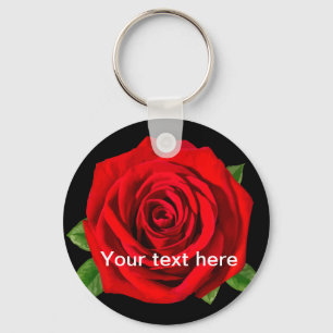 Rose Message Text Key Ring