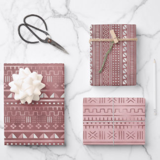 Rose Metallic Geo Wrapping Paper Sheets