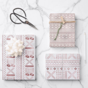 Rose Metallic Geo Wrapping Paper Sheets