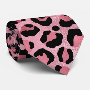 Rose Metallic Leopard Print Tie