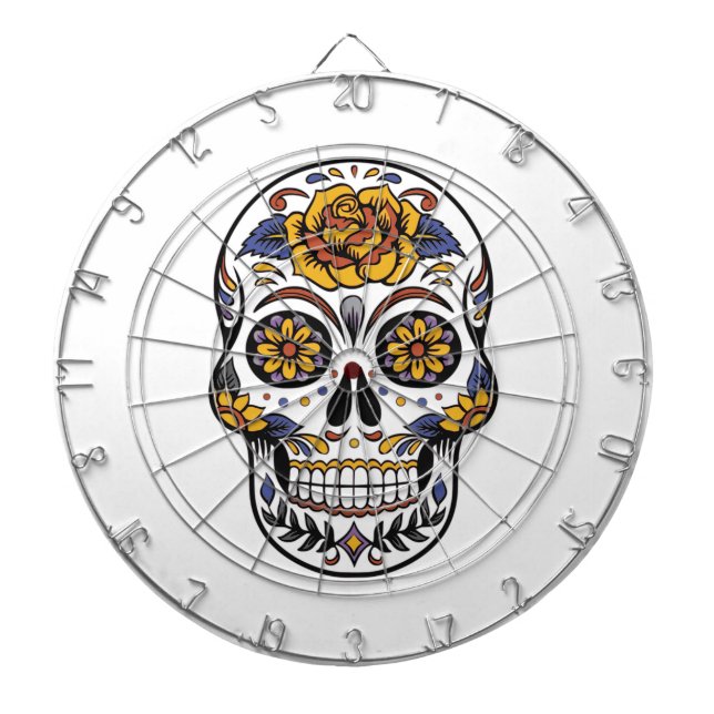 Rose Mexican Sugar Skull Day of the Dead Dartboard (Front)