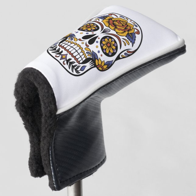 Rose Mexican Sugar Skull Day of the Dead Golf Head Cover (3/4 Front)