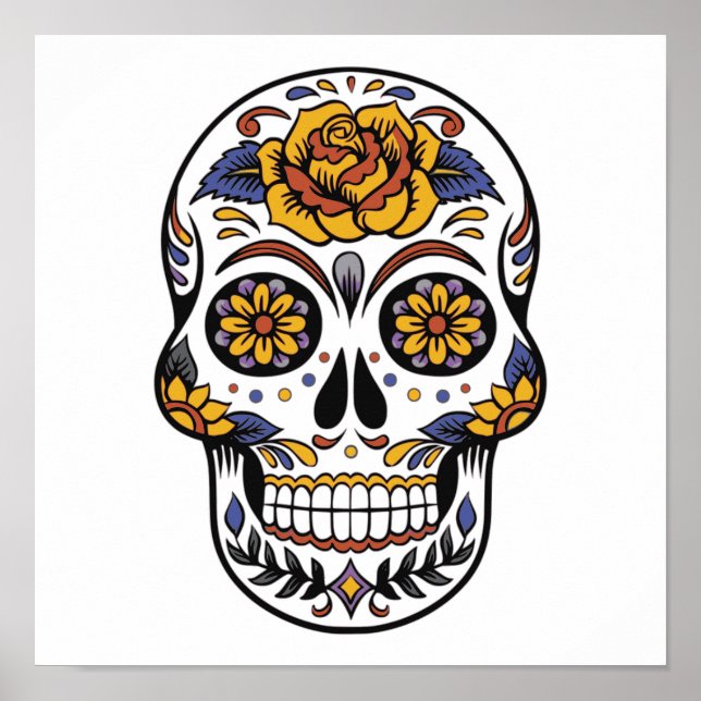 Rose Mexican Sugar Skull Day of the Dead Poster (Front)