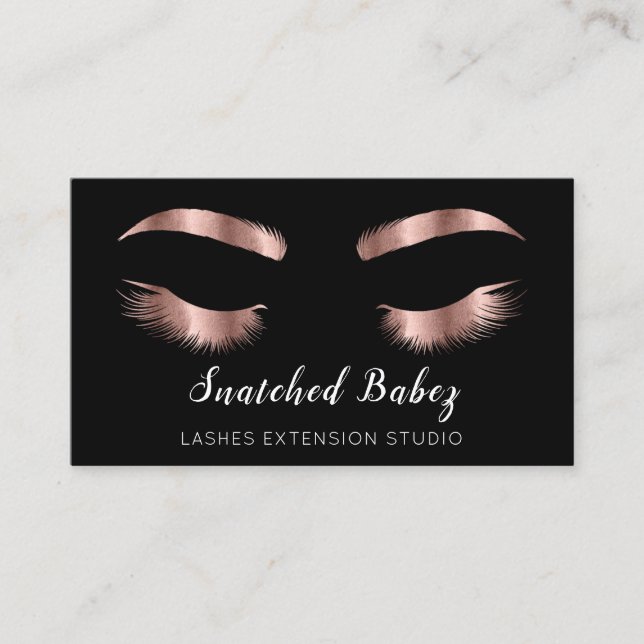 Rose Microblading Makeup Eyelashes QR Code Logo Bu Business Card (Front)