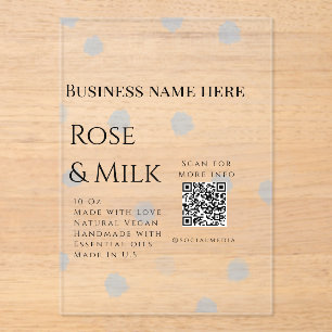 Rose milk handmade soap business QR code add detai Acrylic Invitations