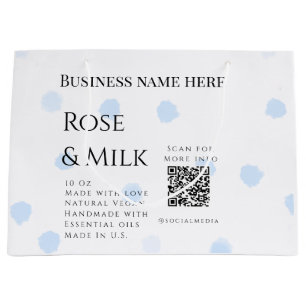 Rose milk handmade soap business QR code add detai Large Gift Bag