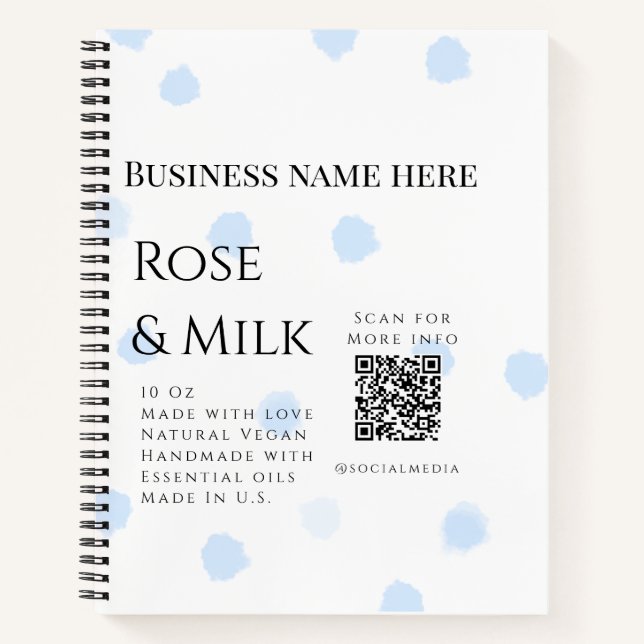 Rose milk handmade soap business QR code add detai Notebook (Front)