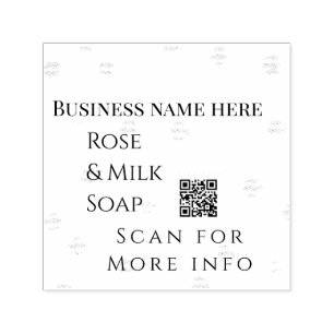 Rose milk handmade soap business QR code add detai Self-inking Stamp