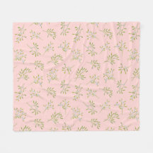 Rose Mistletoe Winter Fleece Blanket