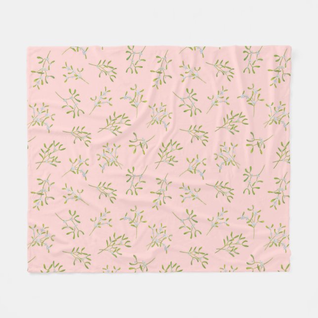 Rose Mistletoe Winter Fleece Blanket (Front (Horizontal))