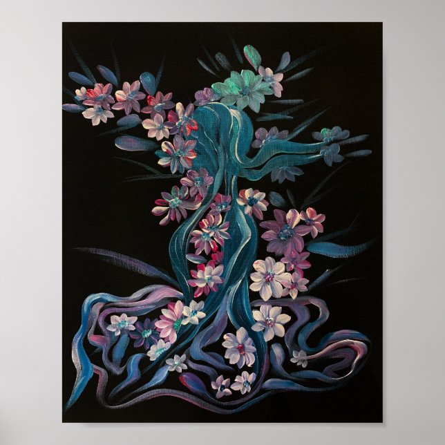 Rose n Bloom - Om Canvas Painting Poster (Front)