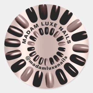 Rose Nails Stylist Boutique Blush Modern Classic Round Sticker