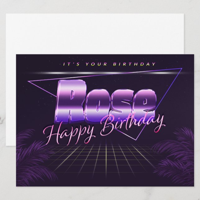 Rose Name First Name pura retro card Birthday (Front/Back)