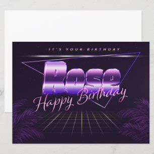 Rose Name Vorname lila retro Karte Geburtstag Card