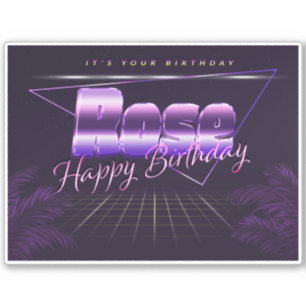 Rose Name Vorname lila retro Sticker Geburtstag