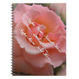 Rose Notebook Personalise Romantic Peach Rose Book