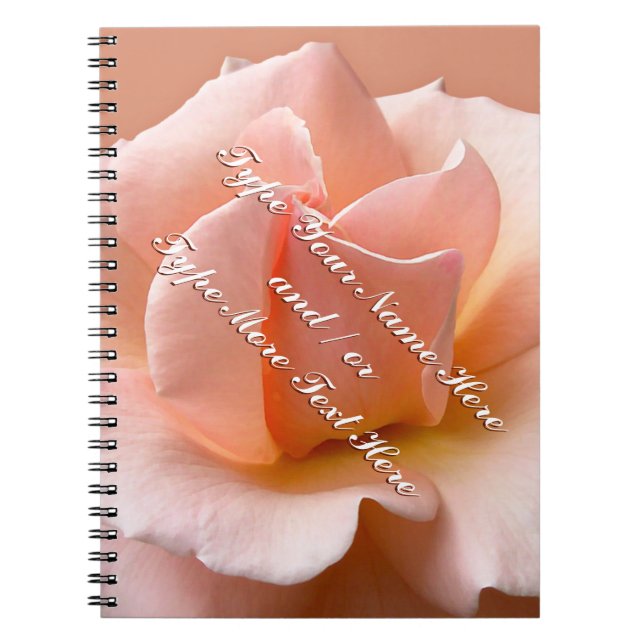 Rose Notebook Personalise Romantic Peach Rose Book (Front)