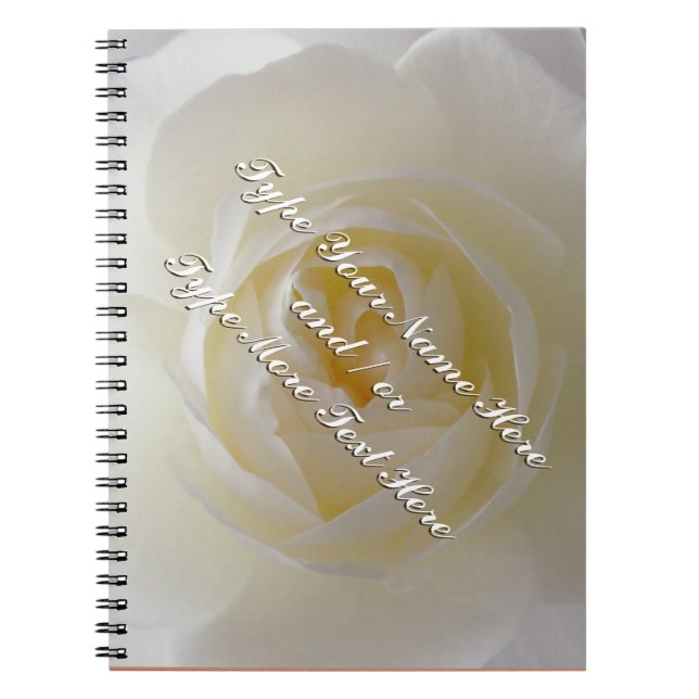 Rose Notebook Personalise Romantic White Rose Book (Front)