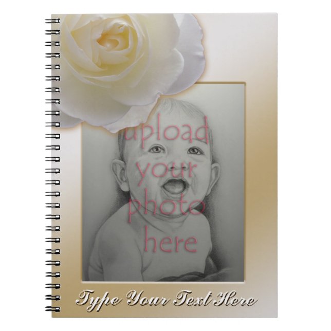 Rose Notebook Personalise Romantic White Rose Book (Front)