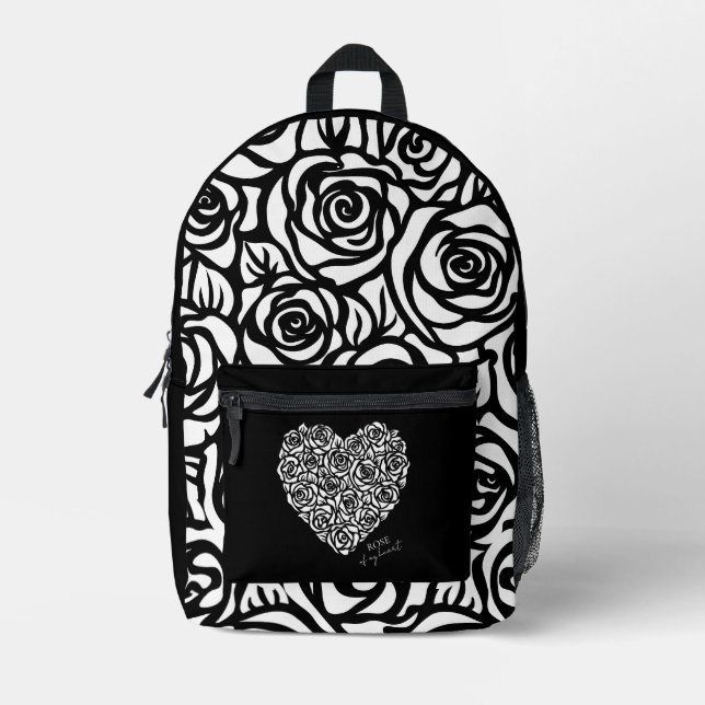 Rose Of My Heart Printed Backpack (Front)