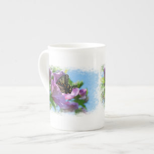 Rose of Sharon with Butterfly Bone China Mug