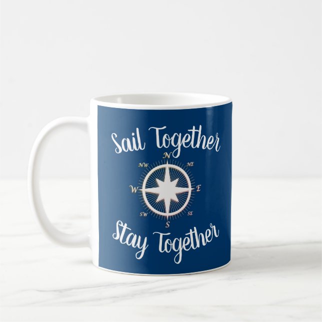 Rose of Winds Nautical Compass Custom Coffee Mug (Left)