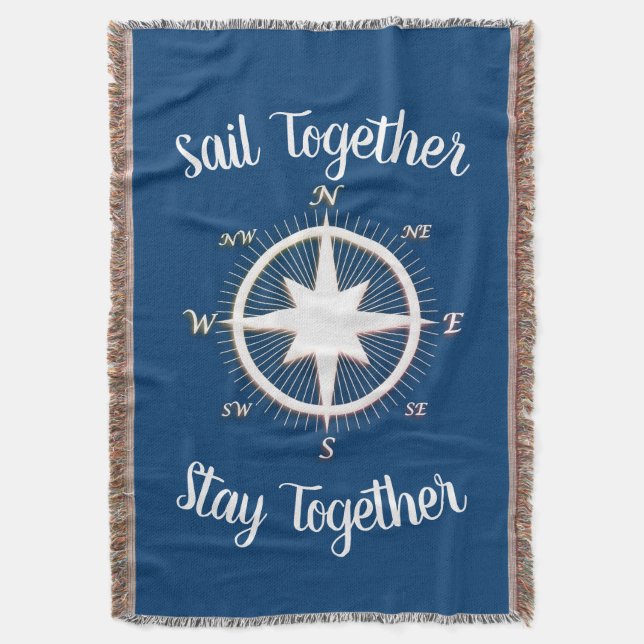 Rose of Winds Nautical Compass Custom Throw Blanket (Front Vertical)