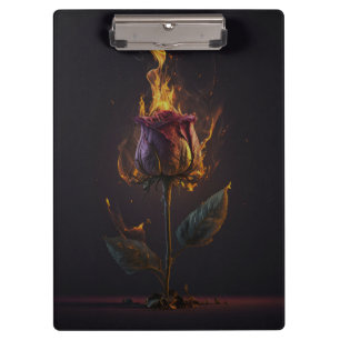rose on fire clipboard