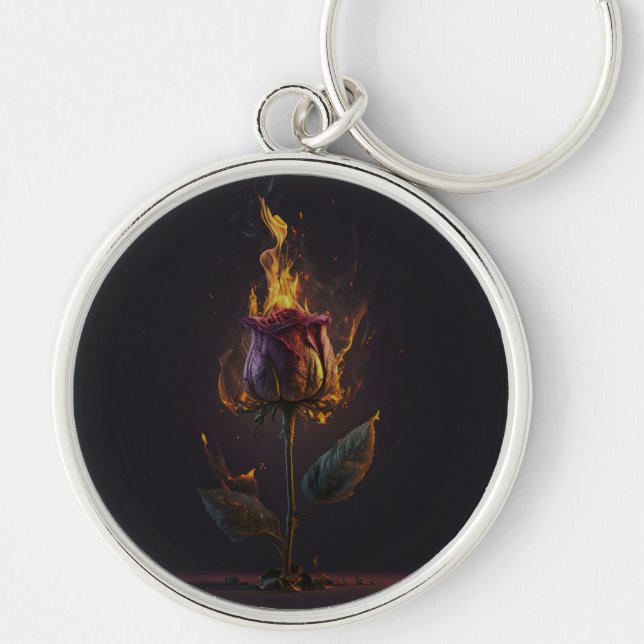 rose on fire key ring (Front)