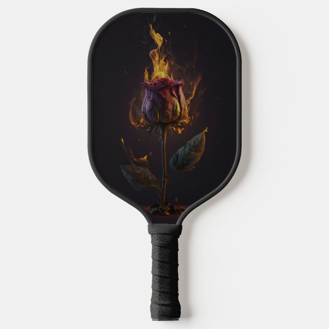 rose on fire pickleball paddle (Front)