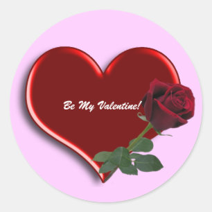 Rose On Heart 3d 1 Classic Round Sticker