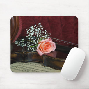 Rose On Old Violin Mouse Pad