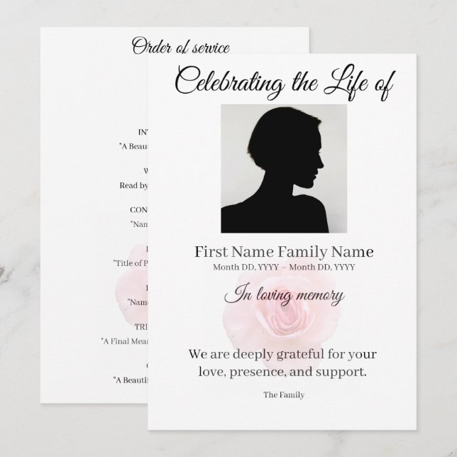 Rose order of service invitation (Front/Back)
