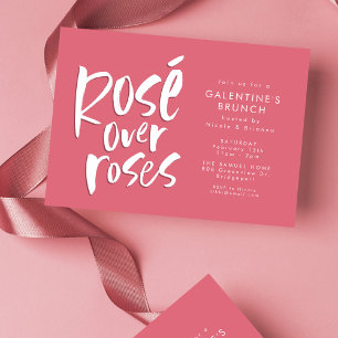 Rosé over roses fun Galentine's Day friend party Invitation
