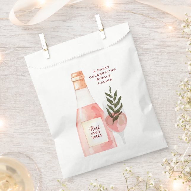 Rosé over Roses Valentine's Day Party Pink Favour Bag (Clipped)