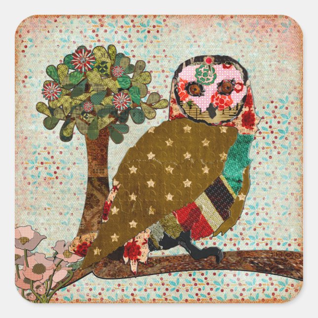Rose Owl Floral  Sticker (Front)