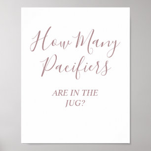 Rose Pacifiers Baby Shower Game Pedestal Sign