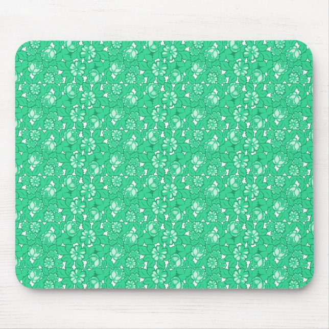 Rose pattern Green Mouse Pad (Front)