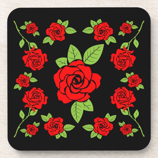 Rose Pattern Home Gifts Coaster (Front)