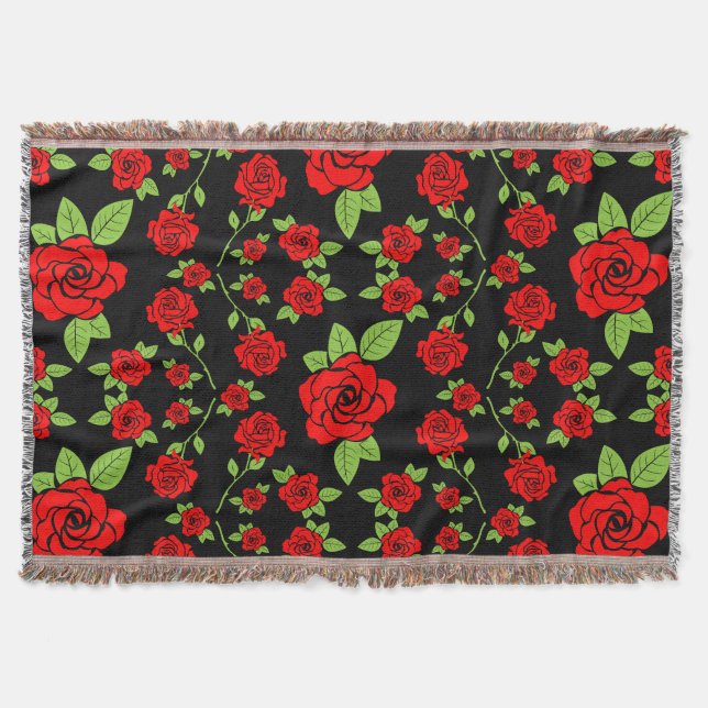 Rose Pattern Home Gifts Throw Blanket (Front)