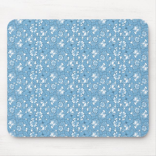 Rose pattern in light Blue Mouse Pad (Front)