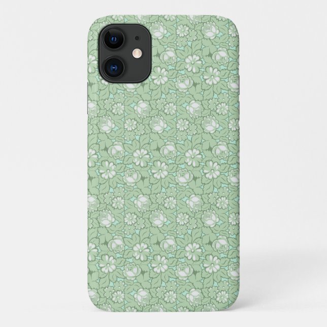 Rose pattern in light Green Case-Mate iPhone Case (Back)