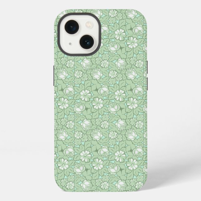 Rose pattern in light Green iPhone Case (Back)