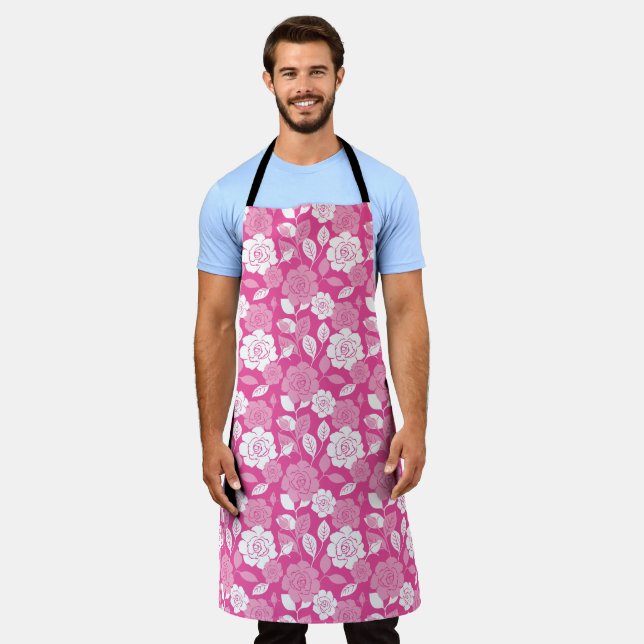 ROSE PATTERN IN PINK APRON (Worn)