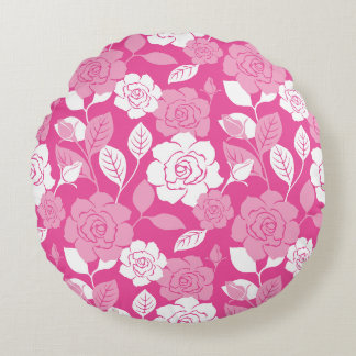 ROSE PATTERN IN PINK ROUND CUSHION