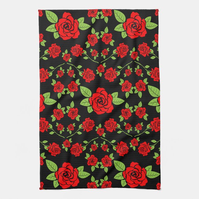 Rose Pattern Kitchen Gifts Tea Towel (Vertical)