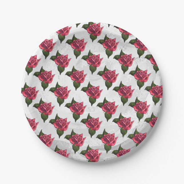 Rose Pattern Paper Plate (Front)
