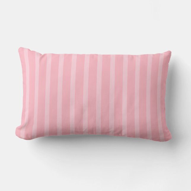 Rose Pattern Pillow with Light Pink Stripes (Front)