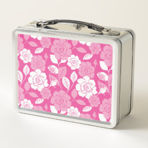 ROSE PATTERN (PINK) METAL LUNCH BOX