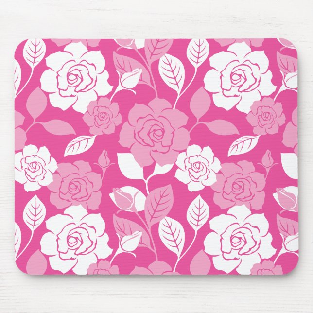 ROSE PATTERN (PINK) MOUSE PAD (Front)
